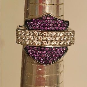 Womens Harley Davidson size 7 Swarovski crystal Ring